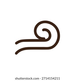 Um ícone de linha marrom simples e claro que ilustra o movimento do ar, o vento, o vapor ou um aroma fluente. Ideal para aplicativos meteorológicos, aromaterapia ou símbolos de conforto.