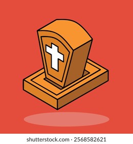 Simple and clear Coffin flat design icon for sticker decoration, presentation element, or something else with lines and rounded styles also isolated with color