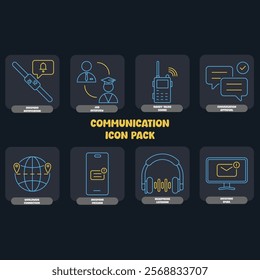 Simple and clear Communication Icon Pack for the needs in applications or web or something else with lines and rounded styles