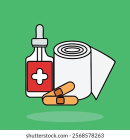 Simple and clear First Aid flat design icon for sticker decoration, presentation element, or something else with lines and rounded styles also isolated with color