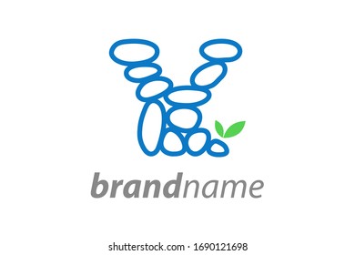 Simple and clear illustration logo design initial Y rock balance.