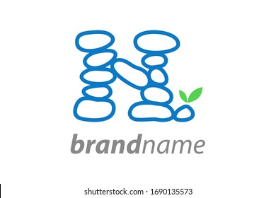 Simple and clear illustration logo design initial N rock balance.
