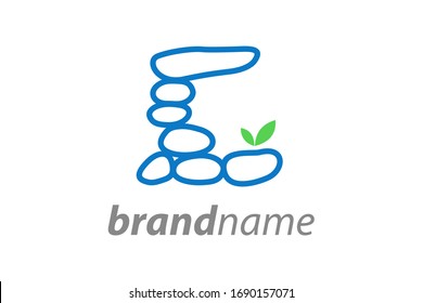 Simple and clear illustration logo design initial C rock balance.