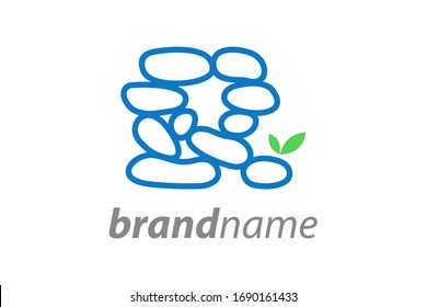 Simple and clear illustration logo design initial R rock balance.