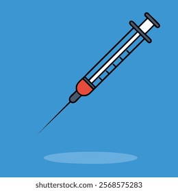 Simple and clear Injection or Syringe with Cap flat design icon for sticker decoration, presentation element, or something else with lines and rounded styles also isolated with color