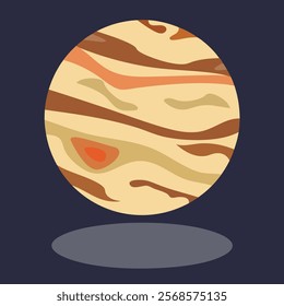 Simple and clear Jupiter flat design icon for sticker decoration, presentation element, or something else with lines and rounded styles also isolated with color