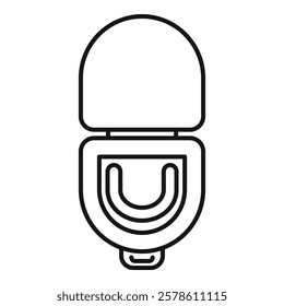 Simple and clear line icon of a toilet bowl, representing bathroom fixtures and sanitation concepts