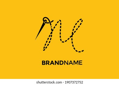 Simple and Clear logo design illustration Needle and initial M