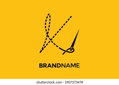 Simple and Clear logo design illustration Needle and initial K