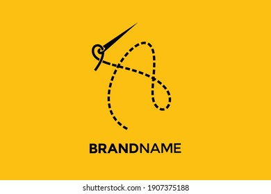 Ilustración de diseño de logotipo simple y transparente Aguja y A inicial