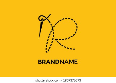 Einfache und klare Logo-Design-Illustration Needle und anfängliche R