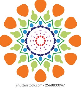 Simple and Clear Mandala combined with circular and floral elements, created in a colorful and symmetrical vector format, ideal for decorative designs or meditation art