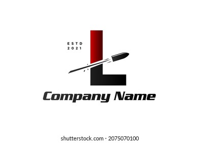 Simple, Clear and Modern illustration logo design initial L combine with bullet shot.