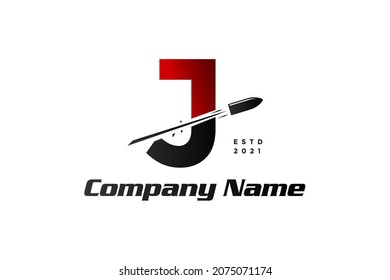 Einfache, klare und moderne Illustrations-Logo-Design Initial J kombiniert mit Kugeln Aufnahme.