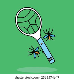 Simple and clear Mosquito Racket flat design icon for sticker decoration, presentation element, or something else with lines and rounded styles also isolated with color