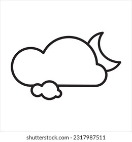 Noche simple clara en el icono de verano, icono de pronóstico del tiempo en el estilo de línea, icono de contorno para web y aplicación, colección de iconos de línea delgada, ilustración vectorial.