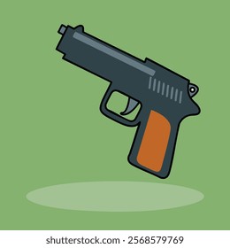Simple and clear Pistol flat design icon for sticker decoration, presentation element, or something else with lines and rounded styles also isolated with color