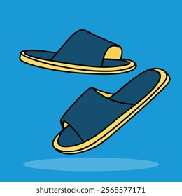 Simple and clear Slipper or Sandal flat design icon for sticker decoration, presentation element, or something else with lines and rounded styles also isolated with color