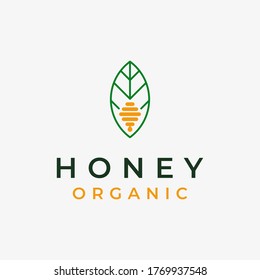 simple and clever honeycomb inside a leaf logo design inspiration