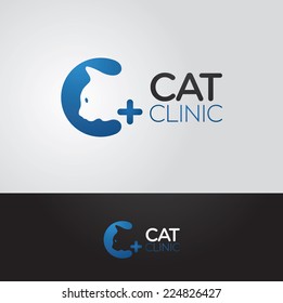 Simple and clever vector graphic Cat and C letter symbol with sample text