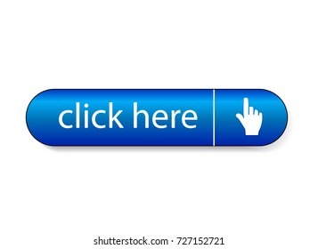 A simple click here blue vector button isolated on white background.