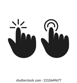 Ein einfaches Klicken Silhouette Symbol. Flache Vektorgrafik klicken Sie Maus in Form einer Silhouette einer Hand für mobile App.