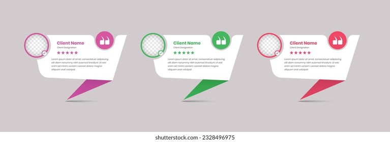 Simple client feedback card with avatar and rating star on abstract message bubble shape
