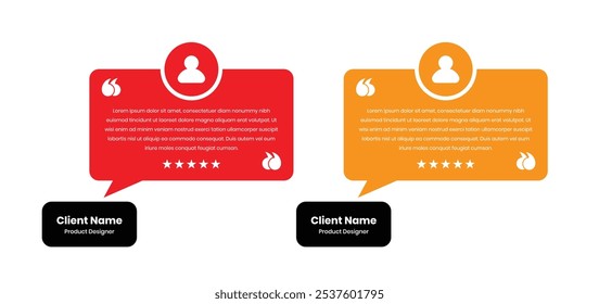 Simple client testimonial and customer review or quote presentation web card design