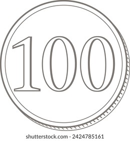 Simple Clip art of 100 yen coin