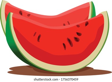 Simple clip art illustration of two water melon pieces