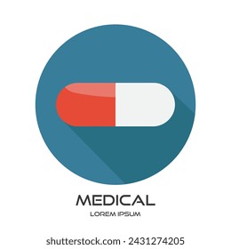 Ilustración simple del vector del icono de la píldora médica aislada en un fondo blanco. plantilla de diseño del vector del icono del logotipo de la cápsula creativa - EPS 10