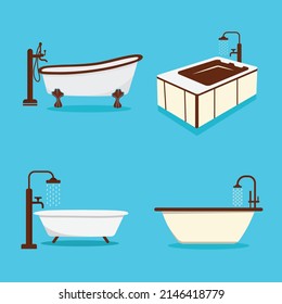 Simple Clip Art And Vector Bathtub Illustration Designs, Premium Vector