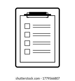 Un simple portapapeles. Lista de verificación en blanco. Dibujo de líneas en blanco y negro