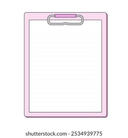 Simple clipboard frame illustration. Notepaper with paper sandwiched between boards with large clips.