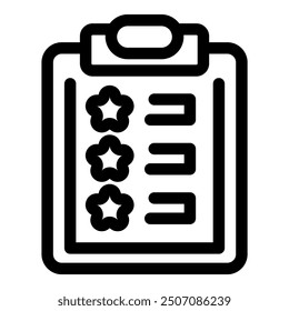 Simple clipboard icon representing a customer satisfaction survey, using a star rating system