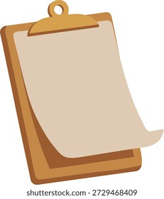 Ilustración de Portapapeles simple con una hoja en blanco y un Clip superior en tonos marrones cálidos