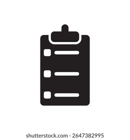  lista simples da área de transferência. Ícone plano da área de transferência com lista de verificação, útil para fazer aplicativos ou anotações médicas.