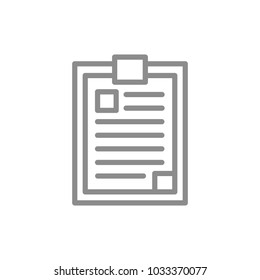 Simple clipboard, notepad line icon. Symbol and sign vector illustration design. Isolated on white background
