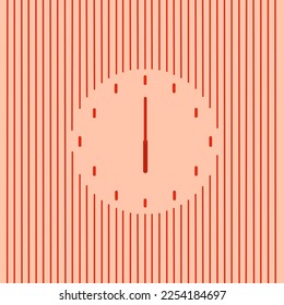 Simple clock design with vertical lines and red gradient color.