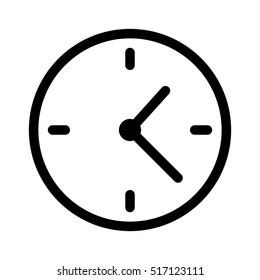 Simple clock face, clockface or watch face with hands line art vector icon for apps and websites