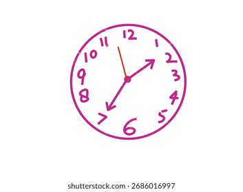 A simple clock face illustration shows the time perfect for educational materials and timetelling concepts