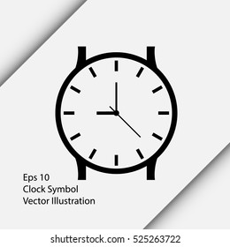 Simple Clock Flat Icon. Vector Symbol Illustration
