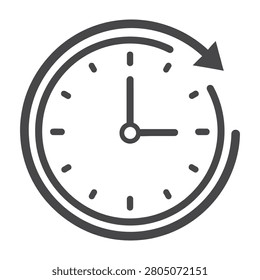 Simple clock icon with circular arrow indicating time passing or change on white background