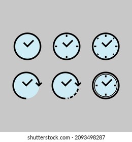 Simple clock icon design. A collection of clock designs for application and website UI purposes.