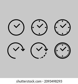 Simple clock icon design. A collection of clock designs for application and website UI purposes.