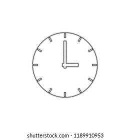 Simple clock icon. Dotted outline silhouette with shadow on white background