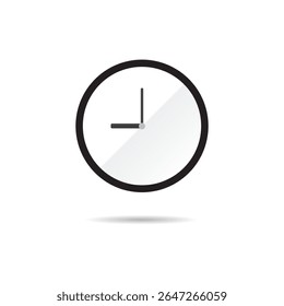 Simple clock icon with minimal shadow