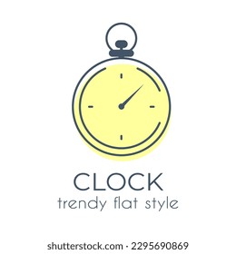Simple clock icon on a white background in trendy flat style. Suitable for applications, web sites, online shops