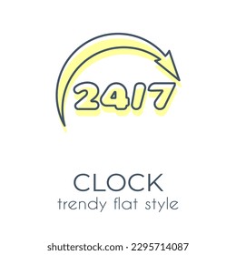Einfache Uhr auf weißem Hintergrund im trendigen, flachen Stil. Geeignet für Anwendungen, Websites, Online-Shops