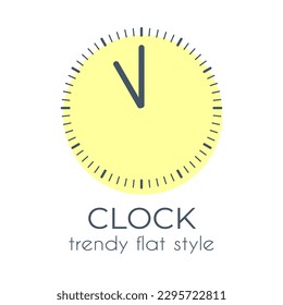 Simple clock icon on a white background in trendy flat style. Suitable for applications, web sites, online shops